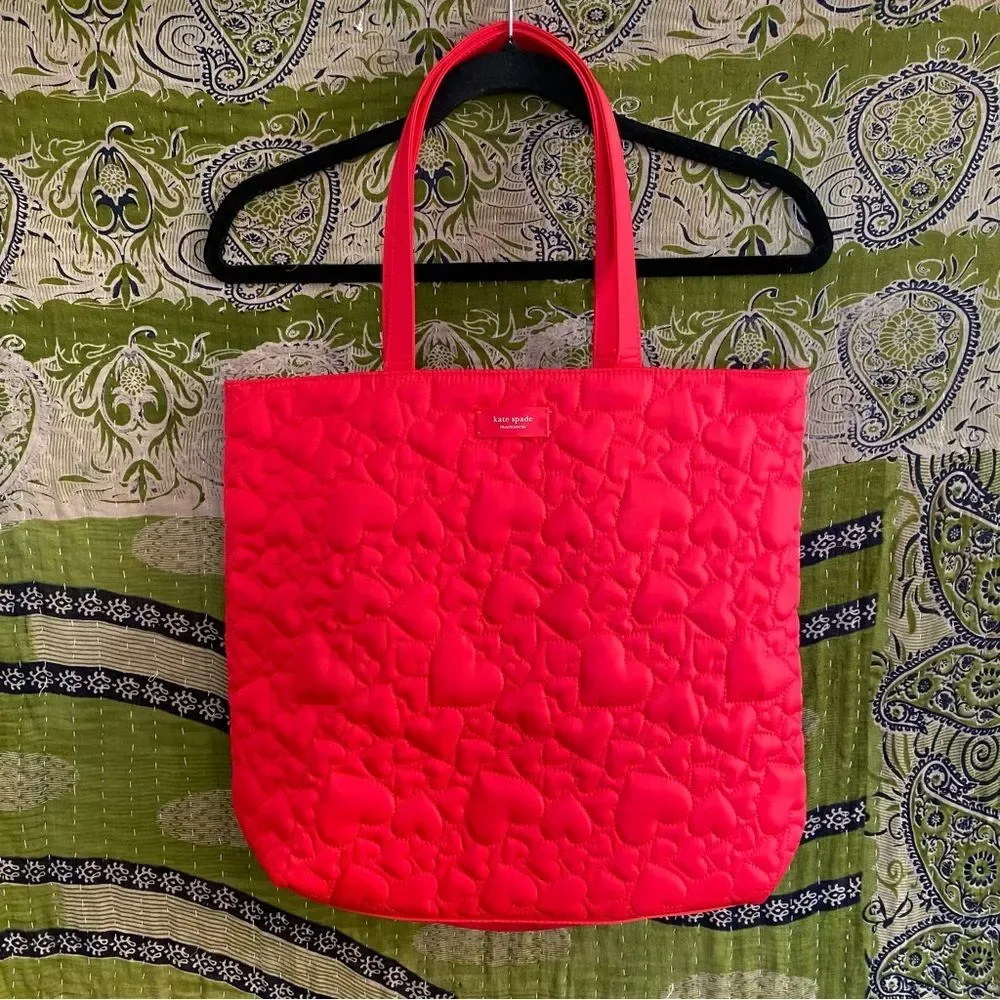 Kate Spade Fragrances Red Hearts Quilted Tote Bag